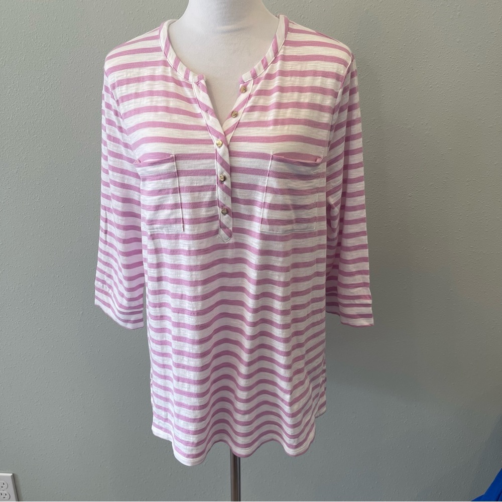 *chicos lavender striped t shirt